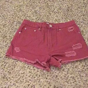 high waisted maroon shorts